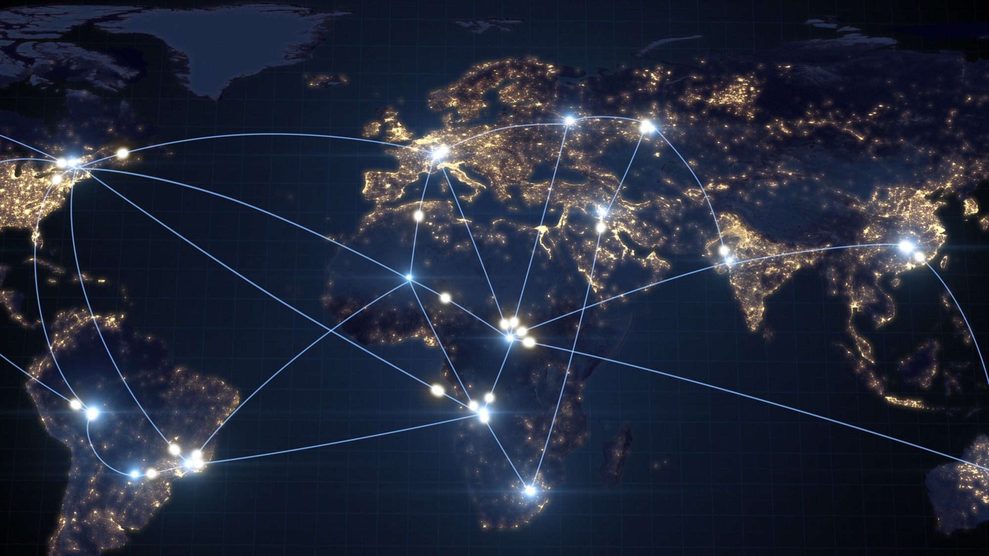 Global Business Concept of Connections and Information Transfer in the World 3D Illustration.